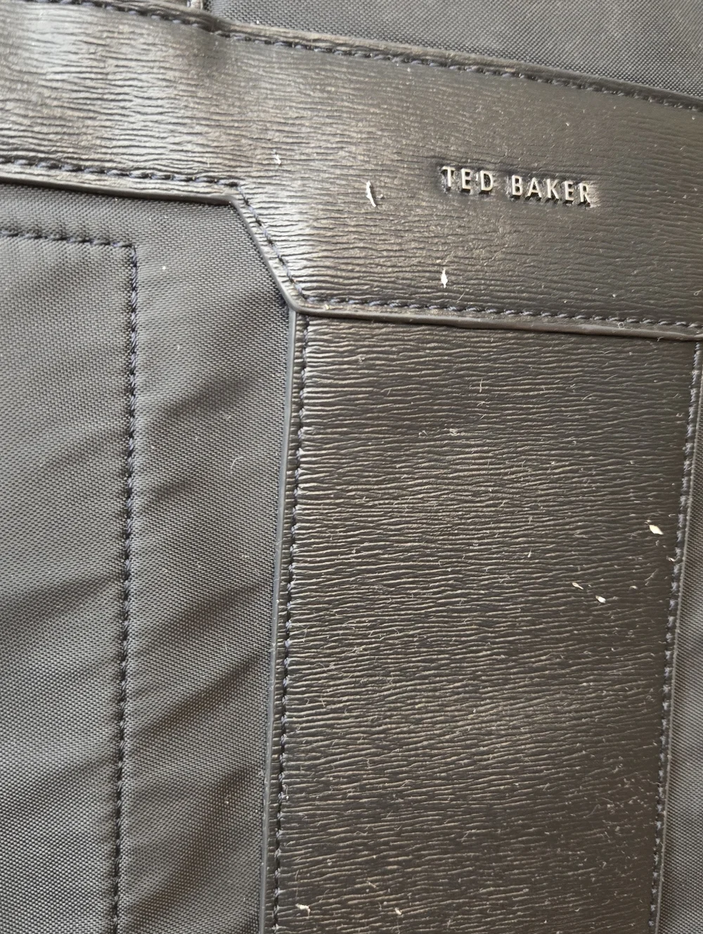 Ted Baker Men's Belgraves Laptop Bag Navy Nylon and Leather Laptop Briefcase